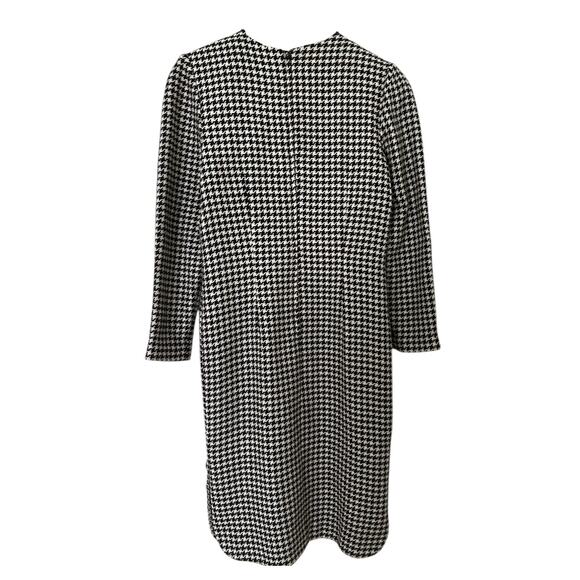 Vintage Wool Dress Nipon Boutique Long Sleeve Button Houndstooth Black 8 - Picture 3 of 9